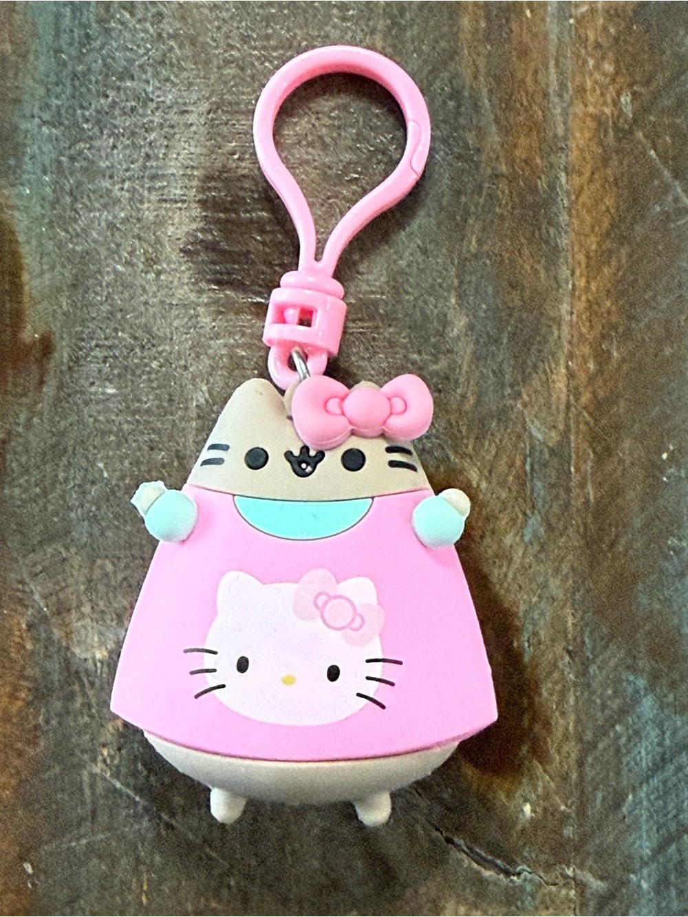 Hello Kitty x Pusheen Pink Dress 3D Figural Bag Clip Charm NWOT